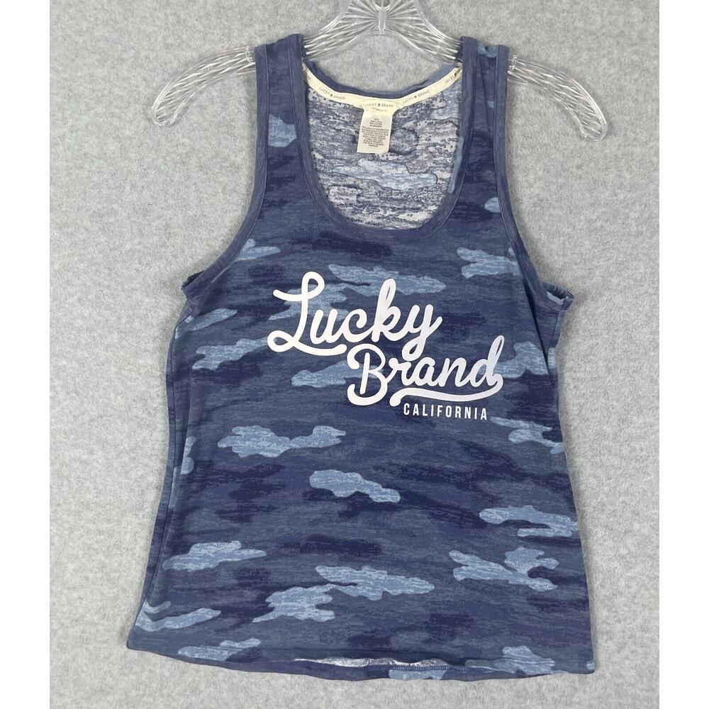 Lucky Brand Camo Tank Top Women's Size S Blue Activewear Workout